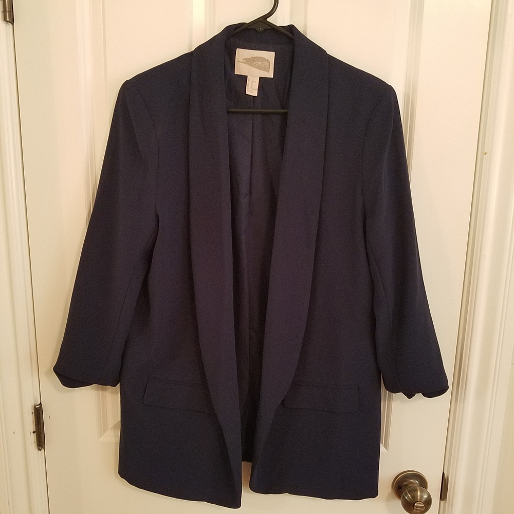 Navy Formal Open Blazer Jacket Forever 21 XL